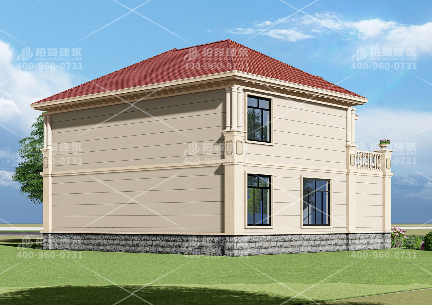 河南黃總定製二層歐式帶涼亭別墅設計