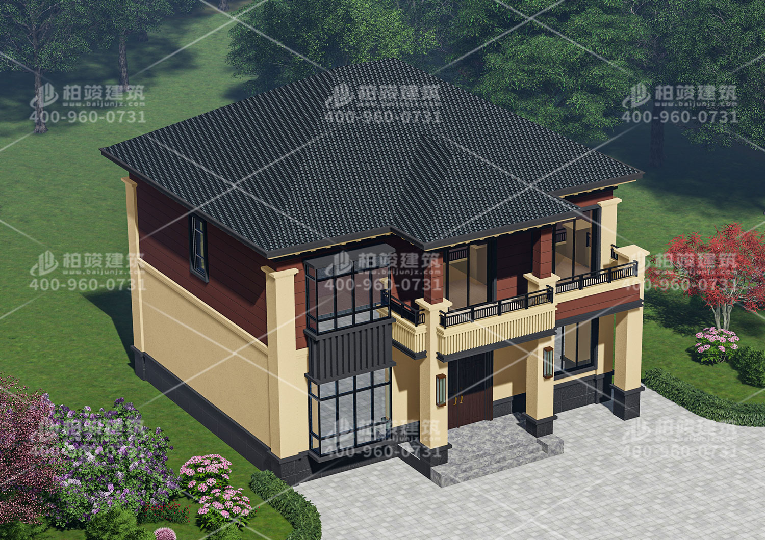 河南趙總中式二層建築設計