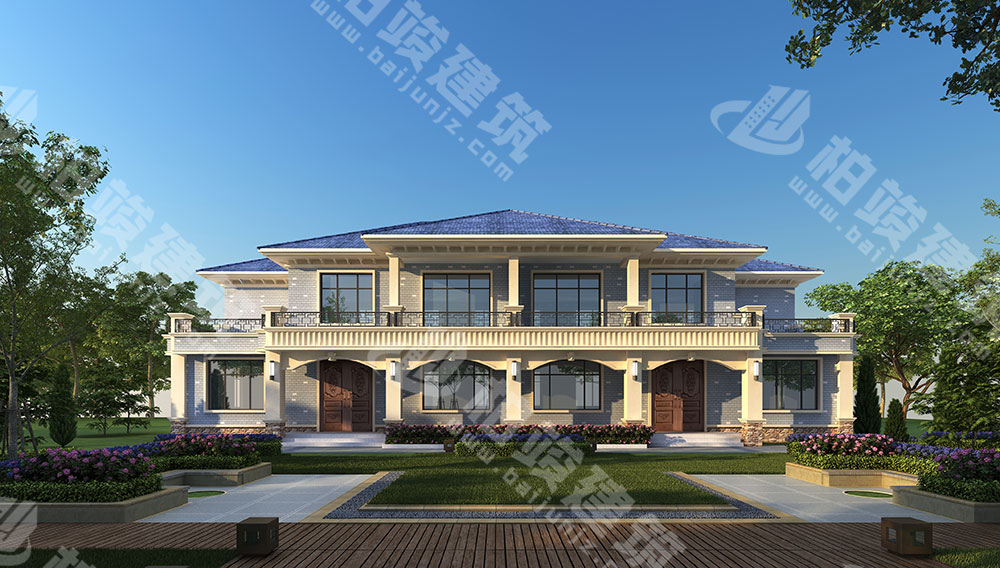 農村自建二層雙拚別墅，磚混結構，簡歐風格，戶型通透，布局合理