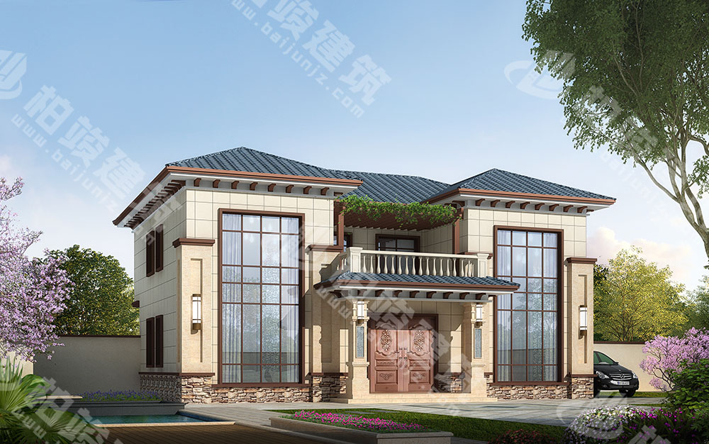農村自建房設計圖，兩層雙拚別墅，新中式風格，空間利用率高
