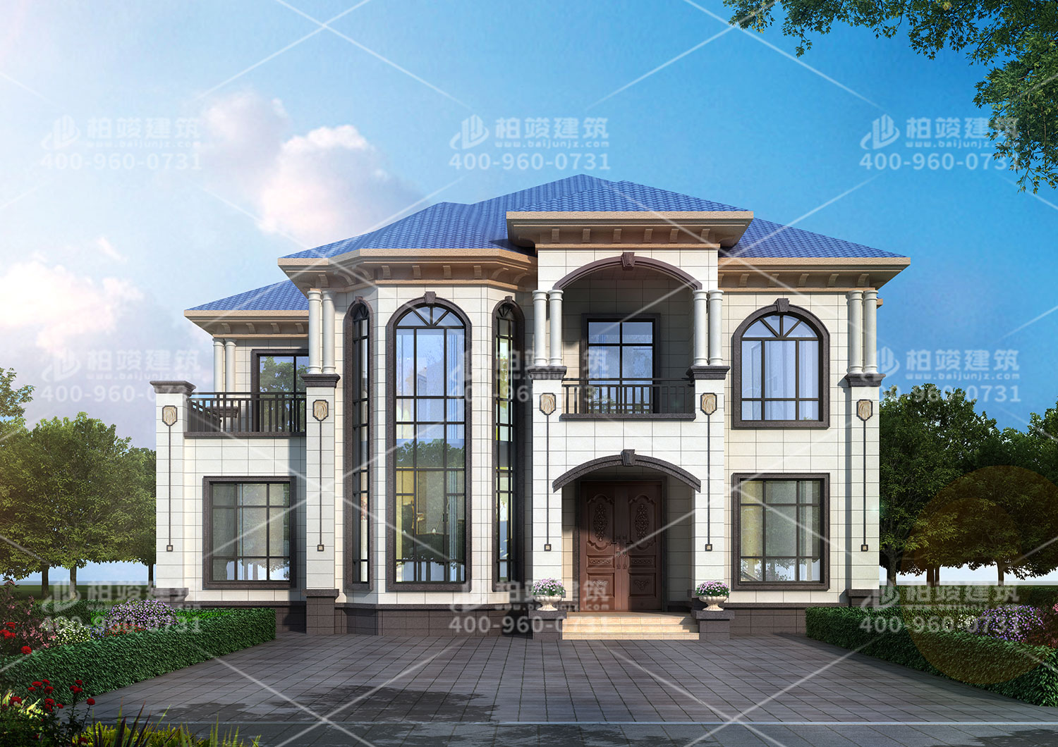 二層樓房設計，帶羅馬柱經典歐式