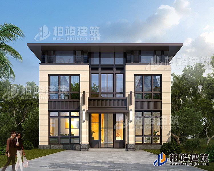 農村二層新中式別墅設計施工圖及效果圖 20X12米BZ246-新中式風格