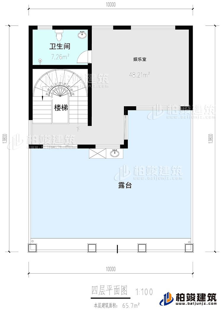 四層:娛樂室，公衛，樓梯，露台