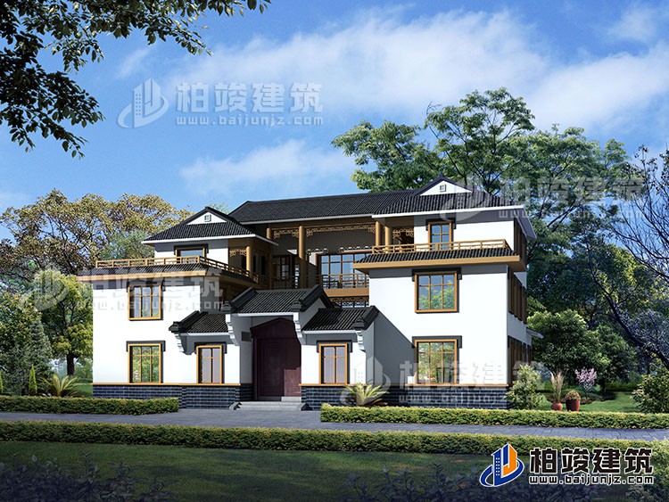 豪華新中式四合院別墅設計圖、施工圖 造價40萬BZ354-新中式風格