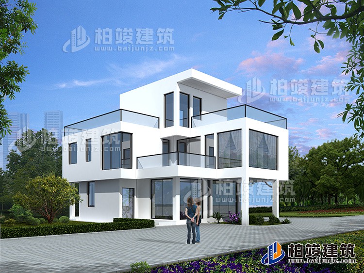 三層簡潔現代風格農村別墅設計圖 施工圖紙全套BZ357-現代風格