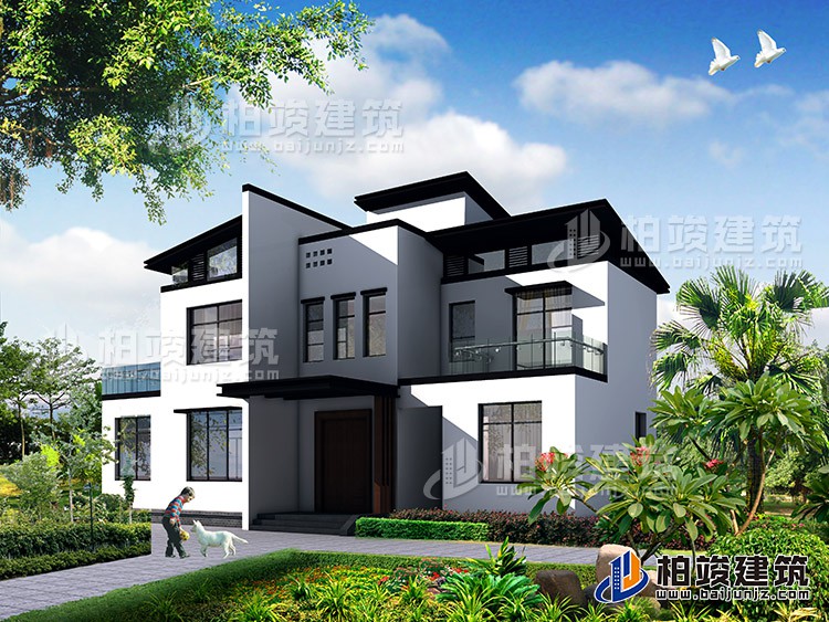 新中式二層別墅設計施工圖，占地120平米左右BZ220-新中式風格