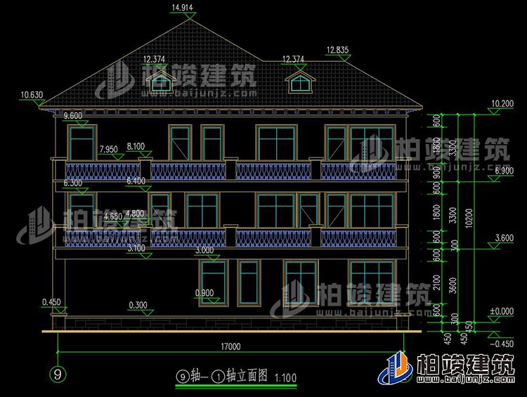 2019新農村歐式別墅設計圖，三層自建房大氣漂亮別墅BZ368-簡歐風格