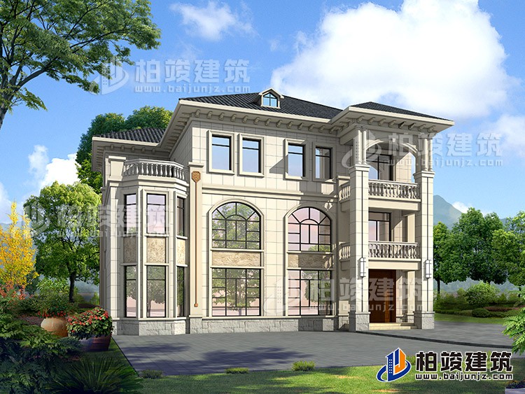 2019新農村歐式別墅設計圖，三層自建房大氣漂亮別墅BZ368-簡歐風格