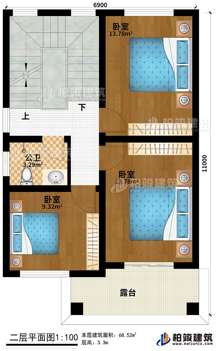 歐式三層樓房設計圖，三層新農村樓房圖紙BZ353-簡歐風格