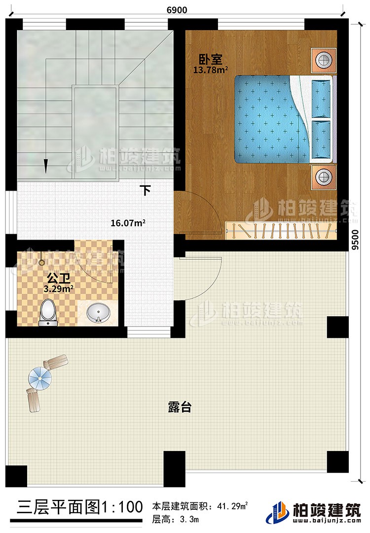歐式三層樓房設計圖，三層新農村樓房圖紙BZ353-簡歐風格