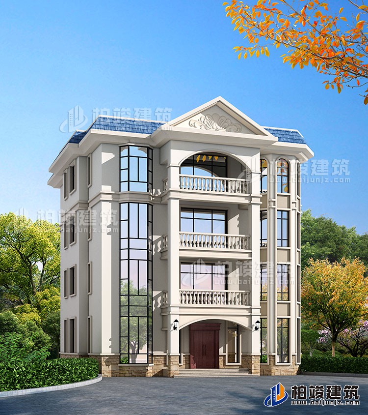 四層豪華歐式別墅自建樓房設計圖紙，帶效果圖和全套施工圖BZ407-簡歐風格