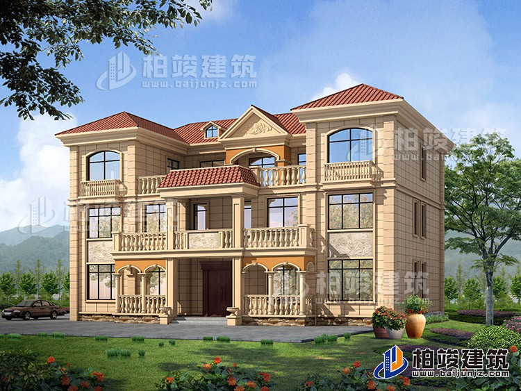 三層雙拚農村房屋設計圖紙，全套施工圖及效果圖BZ383-簡歐風格