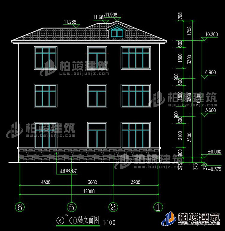 三層農村自建房屋建築施工圖別墅設計圖紙,小別墅設計圖BZ385-簡歐風格