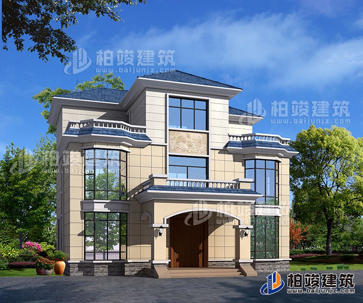 三層小雙拚農村自建房屋建築施工圖別墅設計圖紙,小別墅設計圖BZ389-簡歐風格