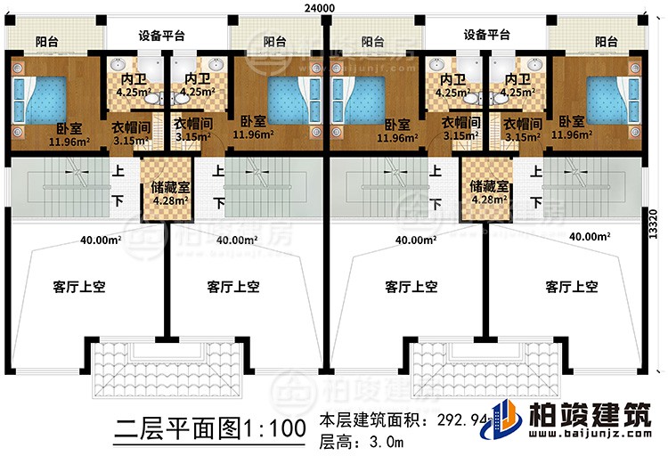 二層：4客廳上空、2儲藏室、4臥室、4衣帽間、4內衛、4陽台