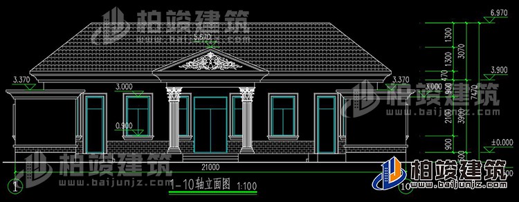 農村蓋房設計大全一層房子的設計圖紙，帶漂亮的小院子BZ116-簡歐風格