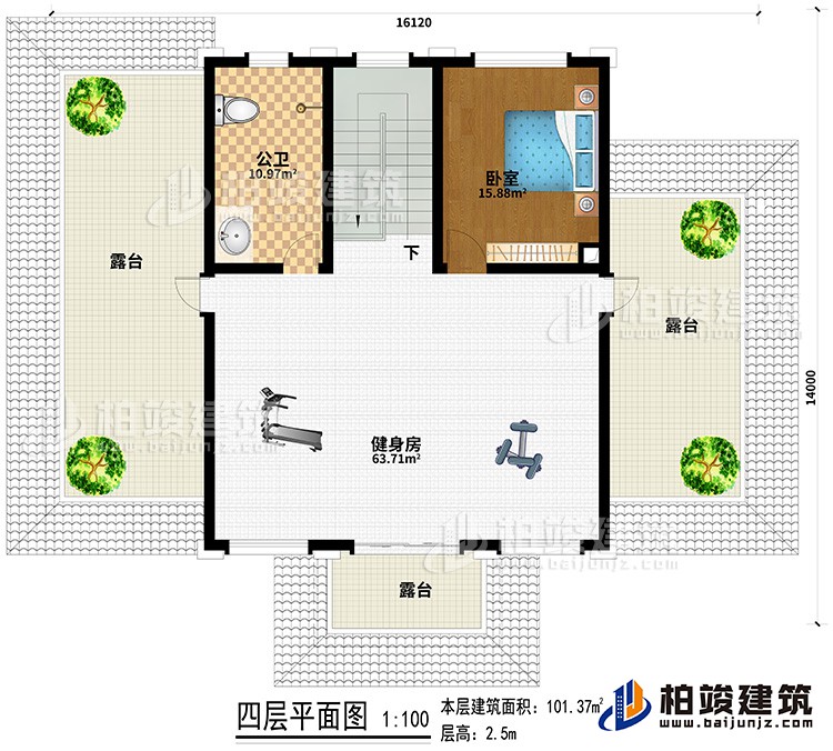 新款農村四層別墅設計圖紙及效果圖，外立麵清新別致BZ412-新中式風格