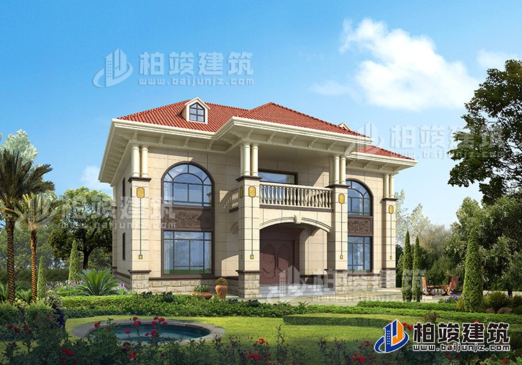二層歐式複式小別墅設計方案，全套建築設計圖紙BZ2518-簡歐風格