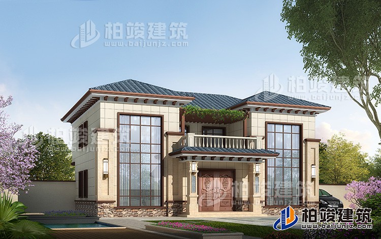 二層新農村170平方米小雙拚房屋設計圖紙，全套施工圖及效果圖BZ2523-新中式風格