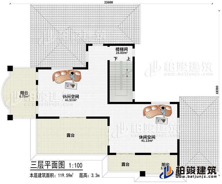 頂層：2休閑空間、2露台、2陽台、樓梯間