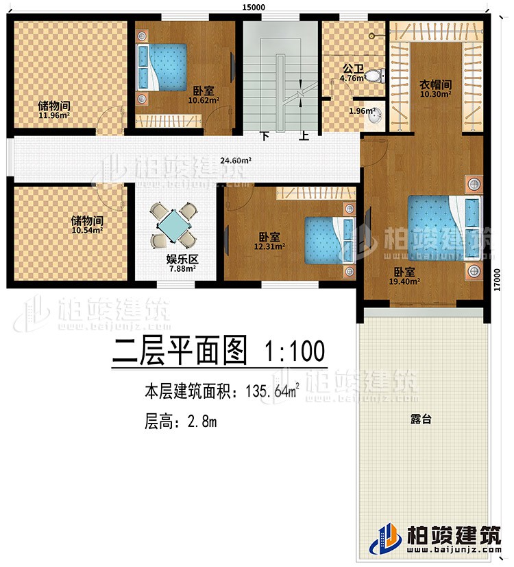 閣樓：娛樂區、2儲物間、3臥室、衣帽間、露台