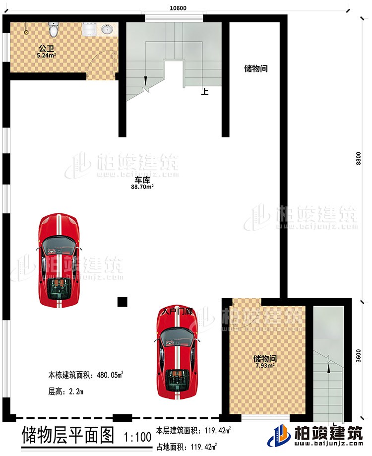 地下室：2儲物間、公衛、車庫
