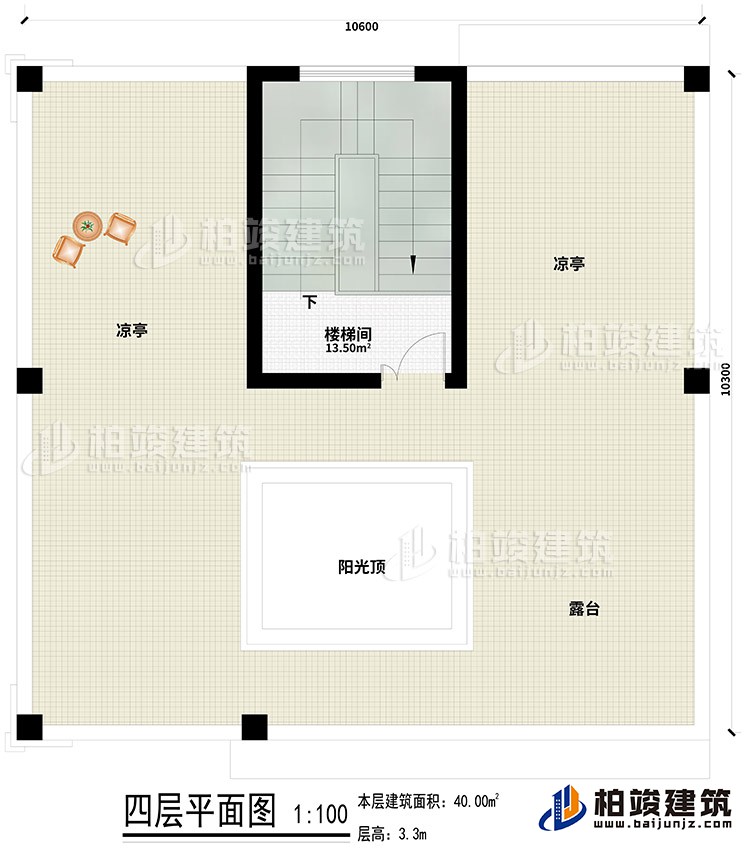四層：樓梯間、2涼亭、露台、陽光頂