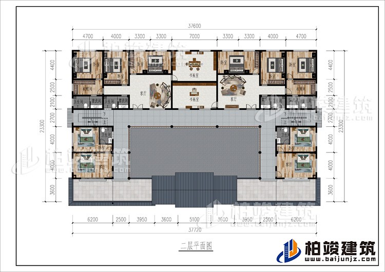 二層：2客廳、2書畫室、公衛、10臥室、2衣帽間、4內衛、2露台