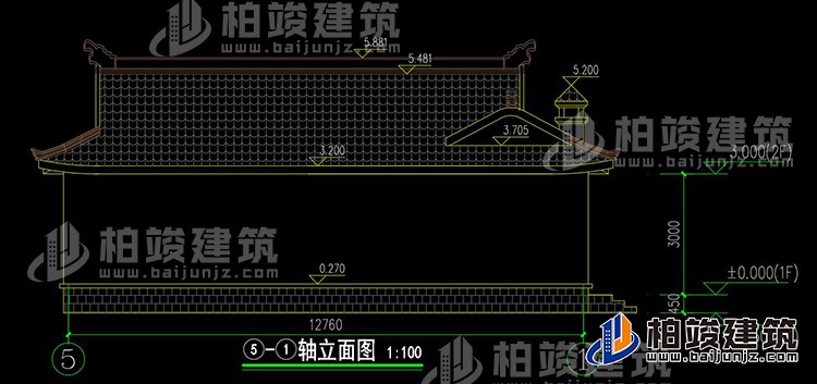 農村一層三合院設計圖和效果圖BZ171-新中式風格