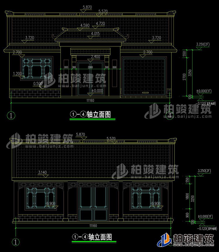 農村一層中式三合院別墅BZ180-新古典風格